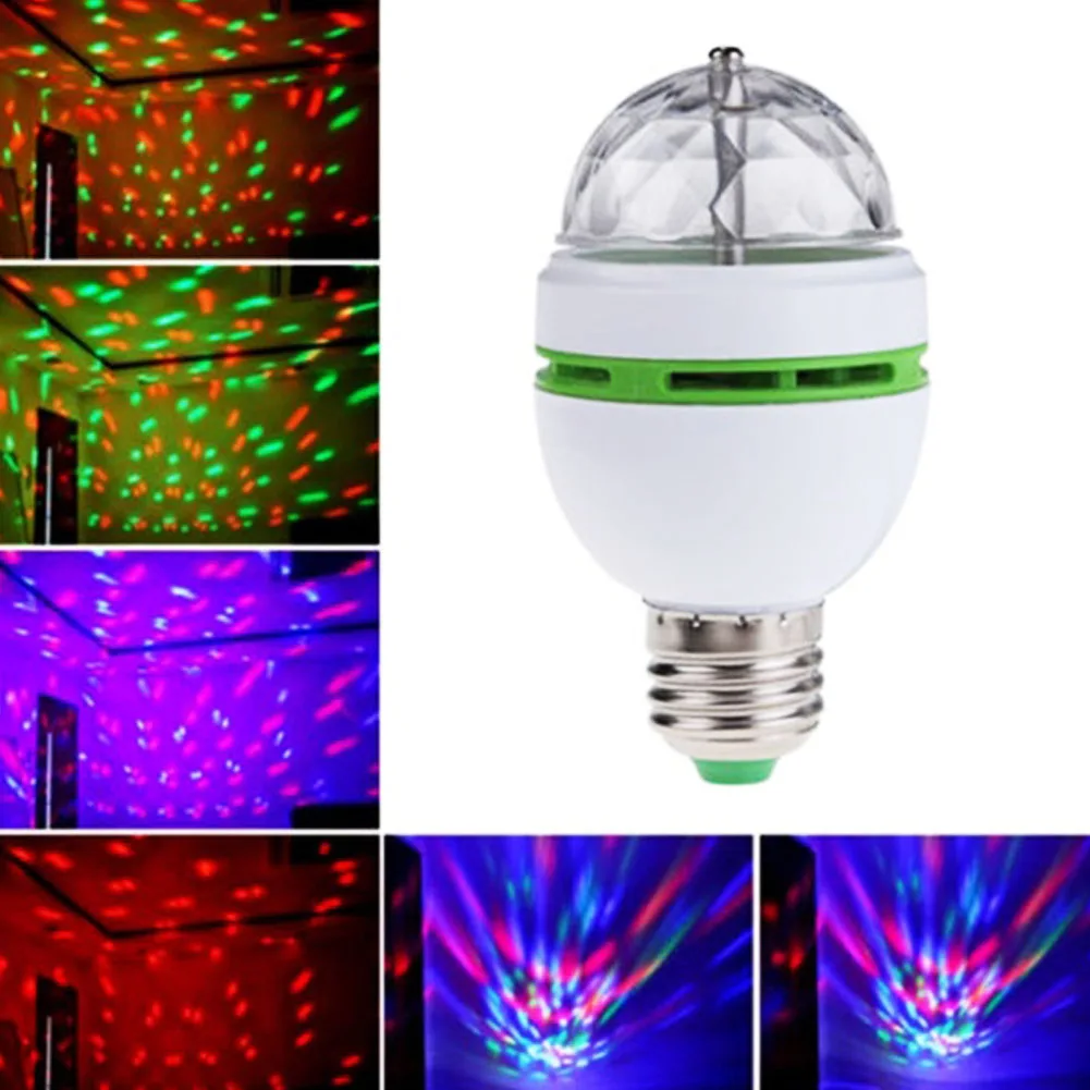 E27 3 Вт Авто вращающийся RGB светодиодный светильник сценический Красочные