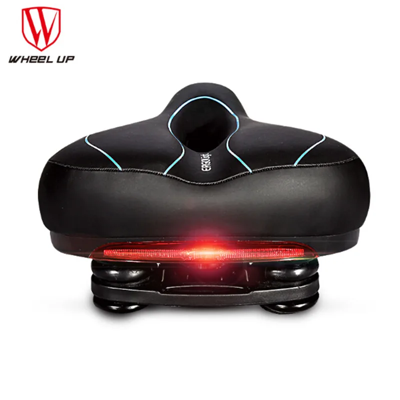 

WHEEL UP 2020 PVC Leather Soft Bicycle Saddle Thicken Wide Bicycle Saddles Seat With Rear Light Cycling Saddle MTB Cushion