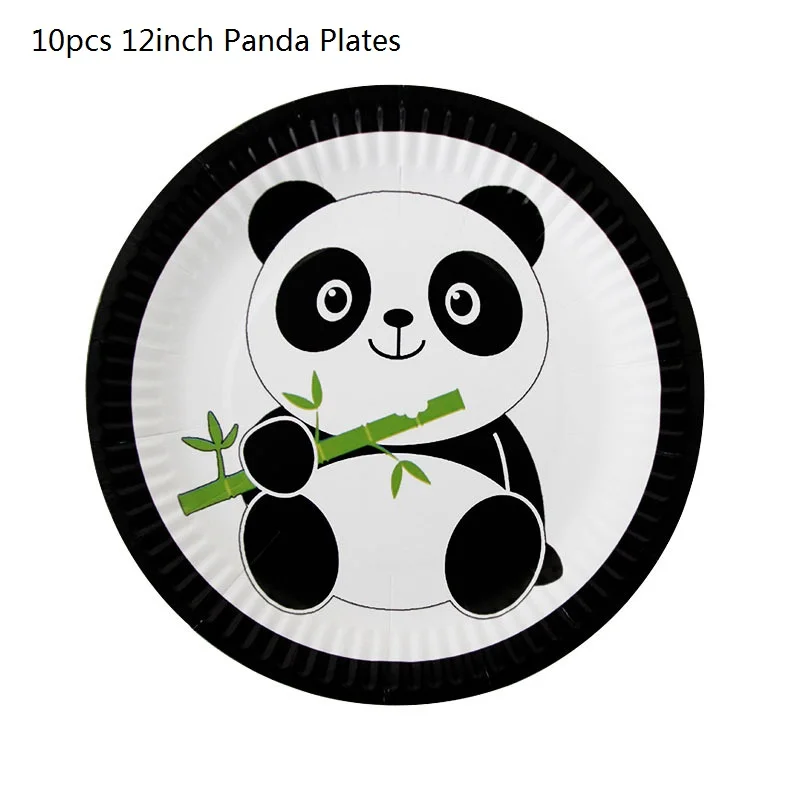 Panda Plates Панда одноразовая посуда панда чашки, ребенок, душ соломки для дней рождения вечерние украшения Дети партии сувениры одноразовая посуда набор - Цвет: Panda Plates