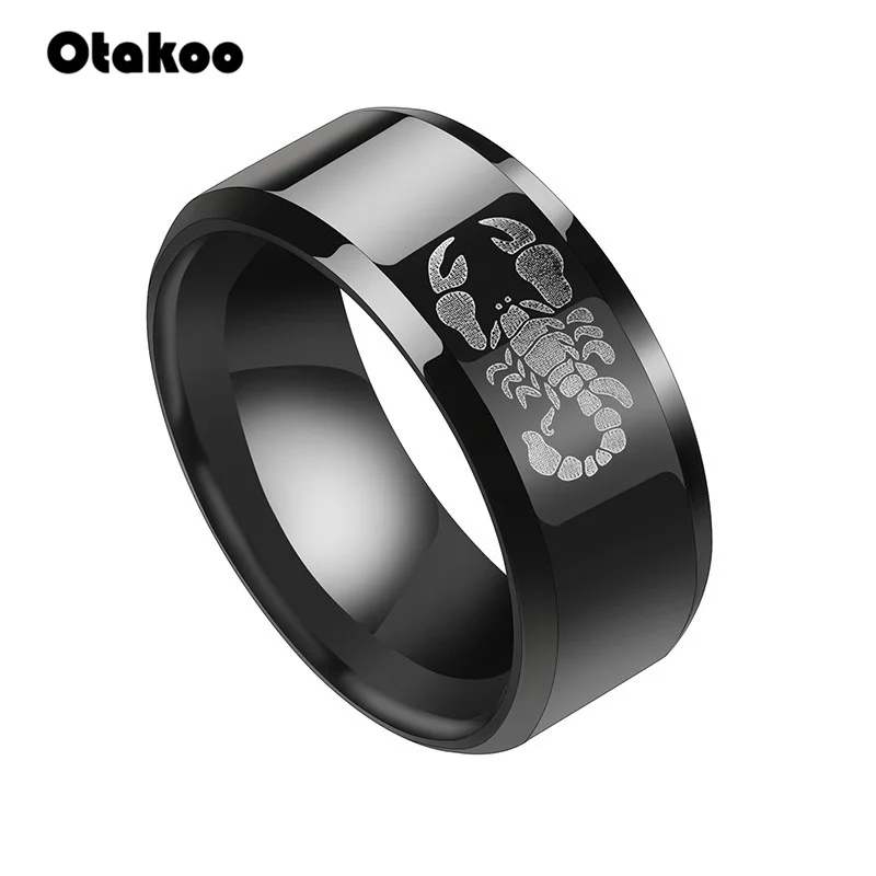 Мужские Винтажные кольца Otakoo черные круглые титановые из нержавеющей стали с