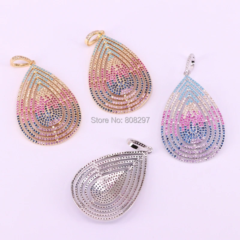 

New Fashion 5Pcs Micro Pave Cubic Zirconia Drop Pendant Necklace Women Necklaces