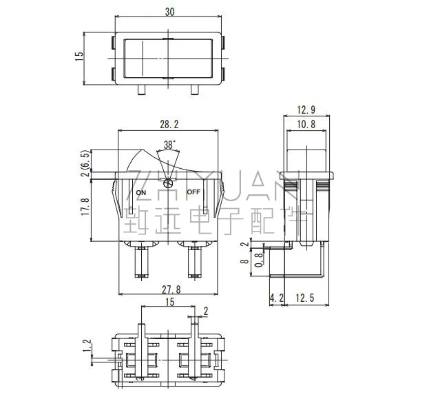 Оригинальный новый 100% RS1 16A250V горизонтальный кулисный переключатель боковая