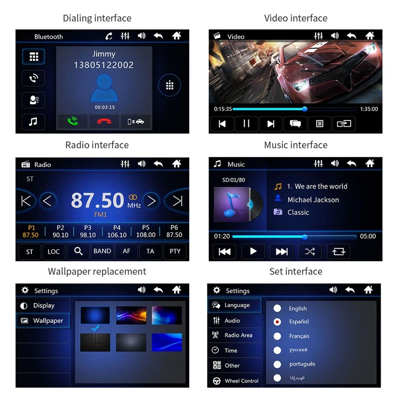 Автомагнитола 1 DIN 7 дюймов стерео аудио MP5 плеер Bluetooth/USB/TF/Aux/сенсорный экран
