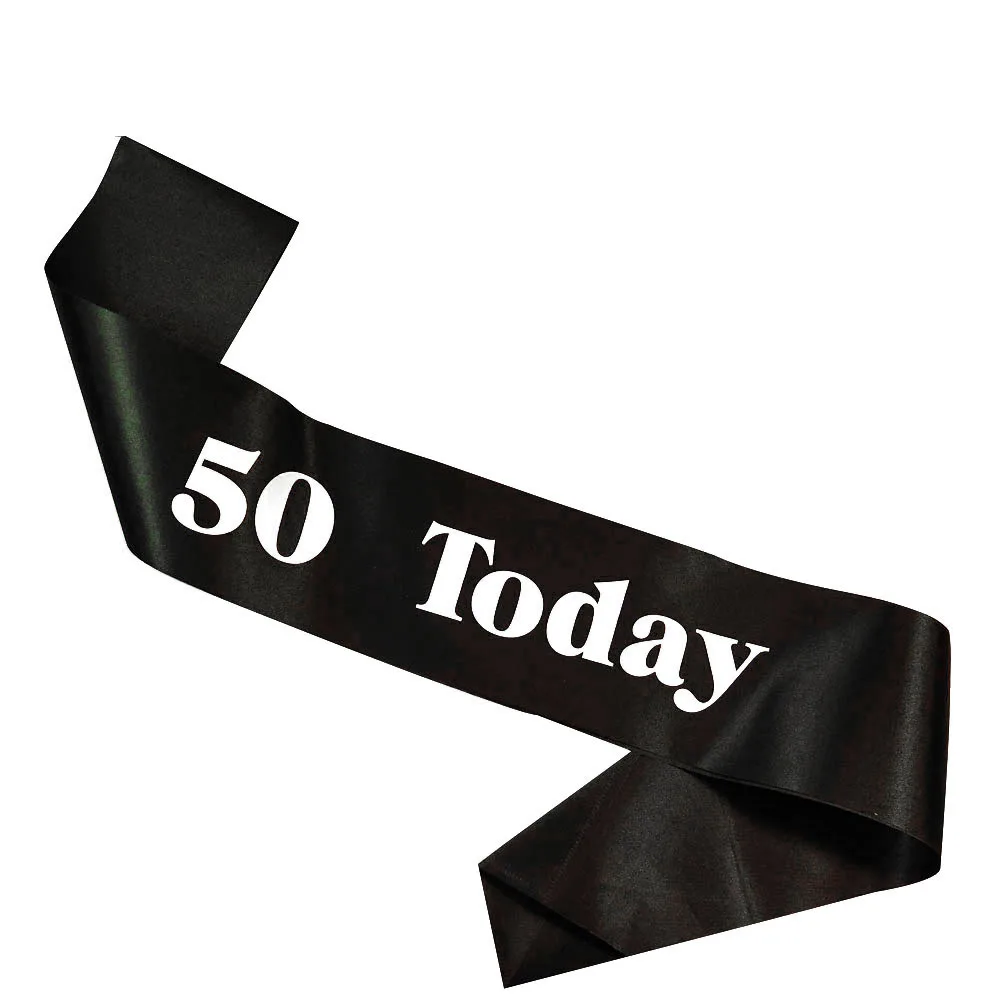 Blackround50today Ретро черная лента принцесса Пояс день рождения ленточки для девочек женщин мужчин взрослых праздновать возраст 18 21 30 40 50 вечерние принадлежности для девочек - Цвет: Blackround50today