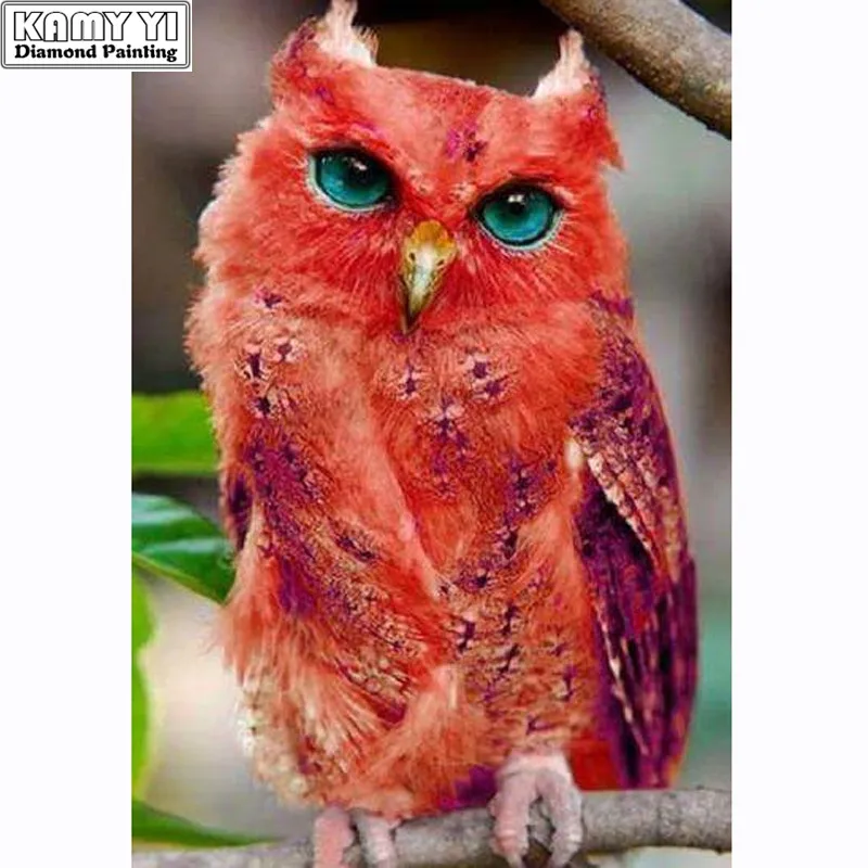 

100% Full Square 5D Diy Daimond Painting Cross-stitch Red Owl 3D Diamond Painting Round Rhinestones Paintings Embroidery Gifts