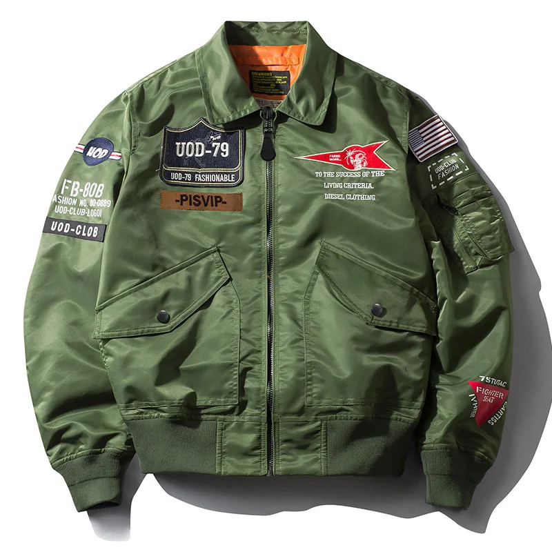Army Green AFS ZDJP военная куртка-бомбер мужская уличная куртка ВВС на весну и осень мужская ветровка в стиле хип-хоп - Цвет: Army Green