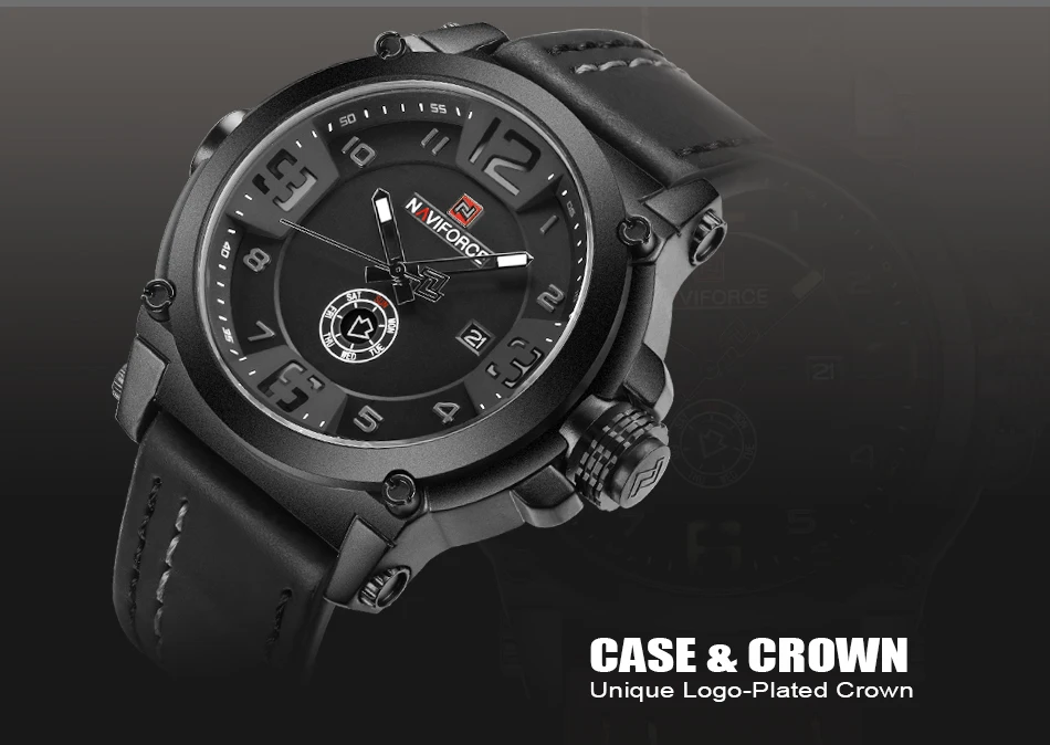 NAVIFORCE Топ люксовый бренд мужские спортивные военные кварцевые часы Мужские Аналоговые часы с датой Кожаный ремешок наручные часы Relogio Masculino