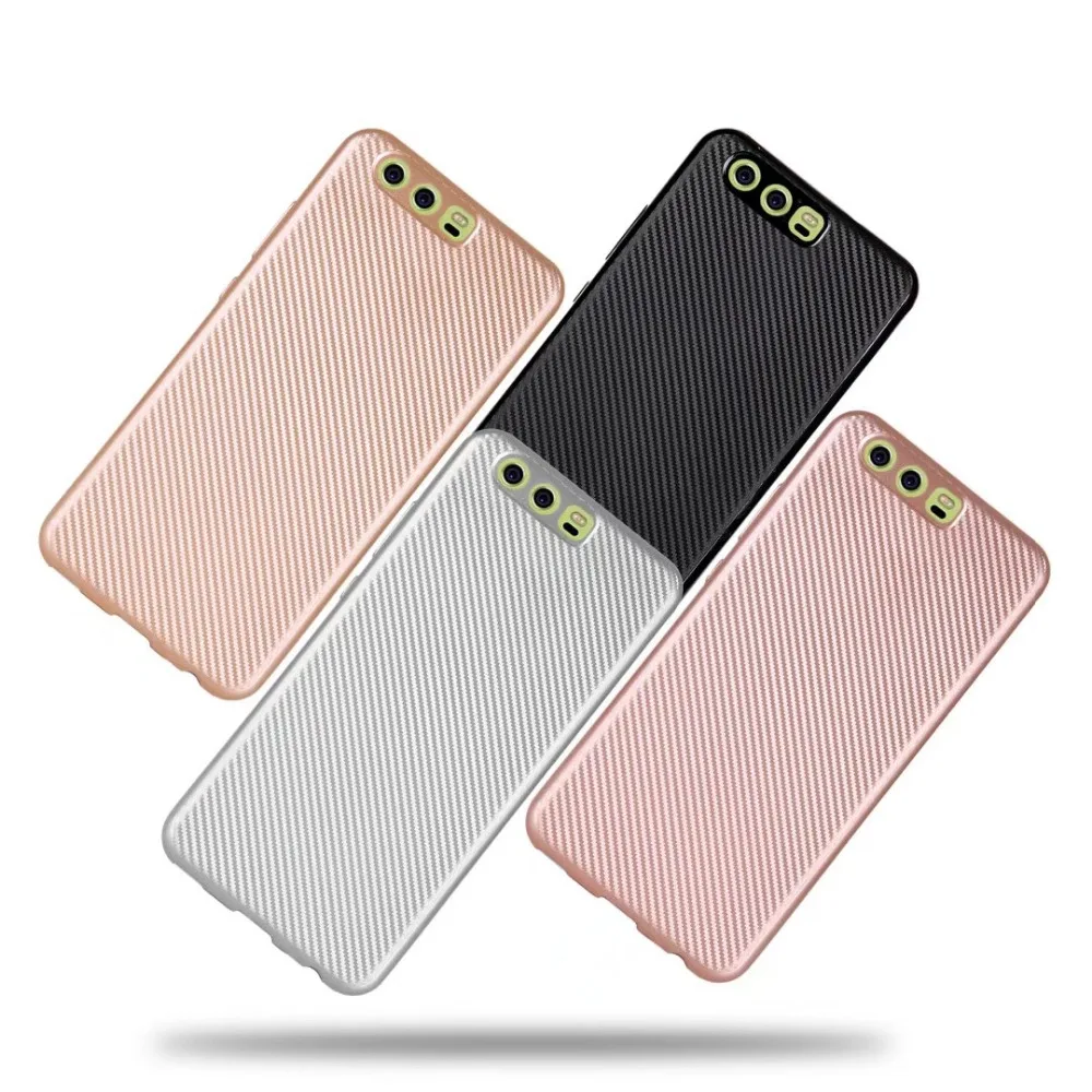 Для Coque Huawei P10 plus Мода Панцири углерода Волокно мягкий силиконовый Телефонные