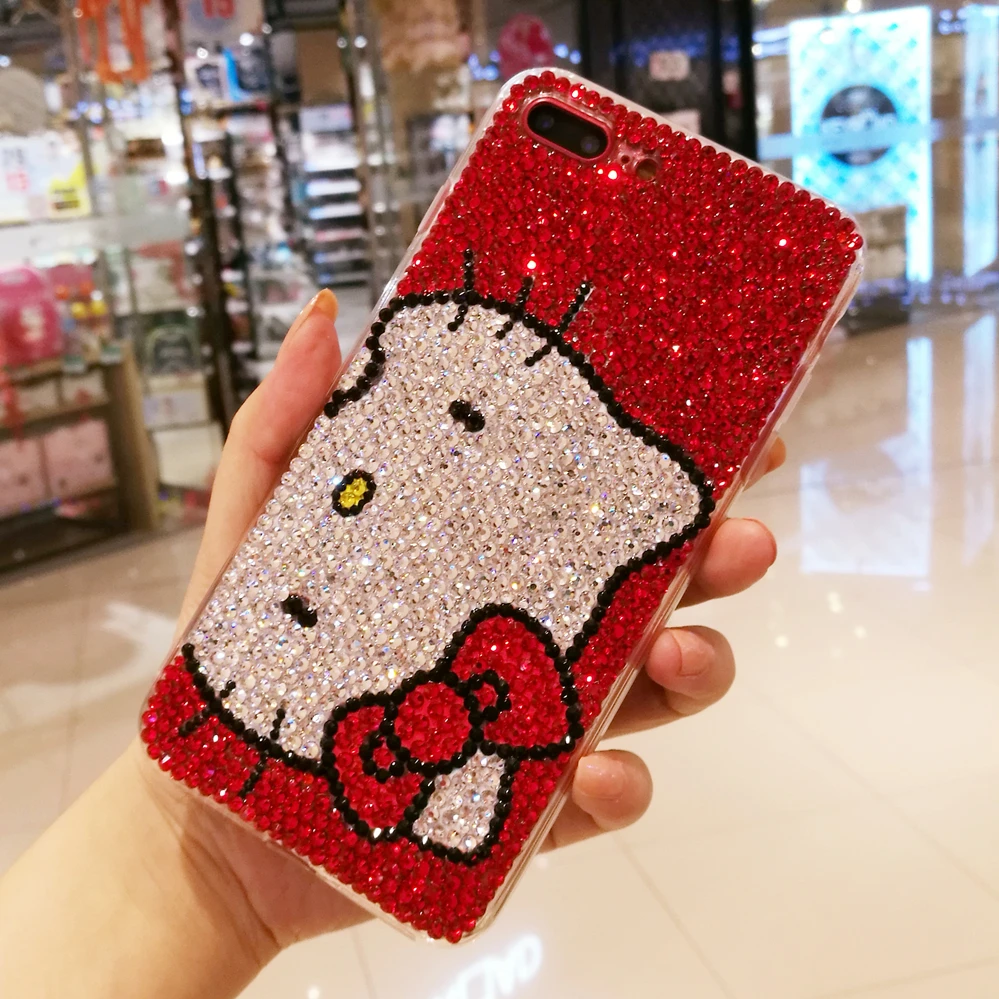 Для iphone XS max XR X роскошный блестящий розовый чехол с бриллиантами Kitty для 8 plus 6 S 6Sp 7 p