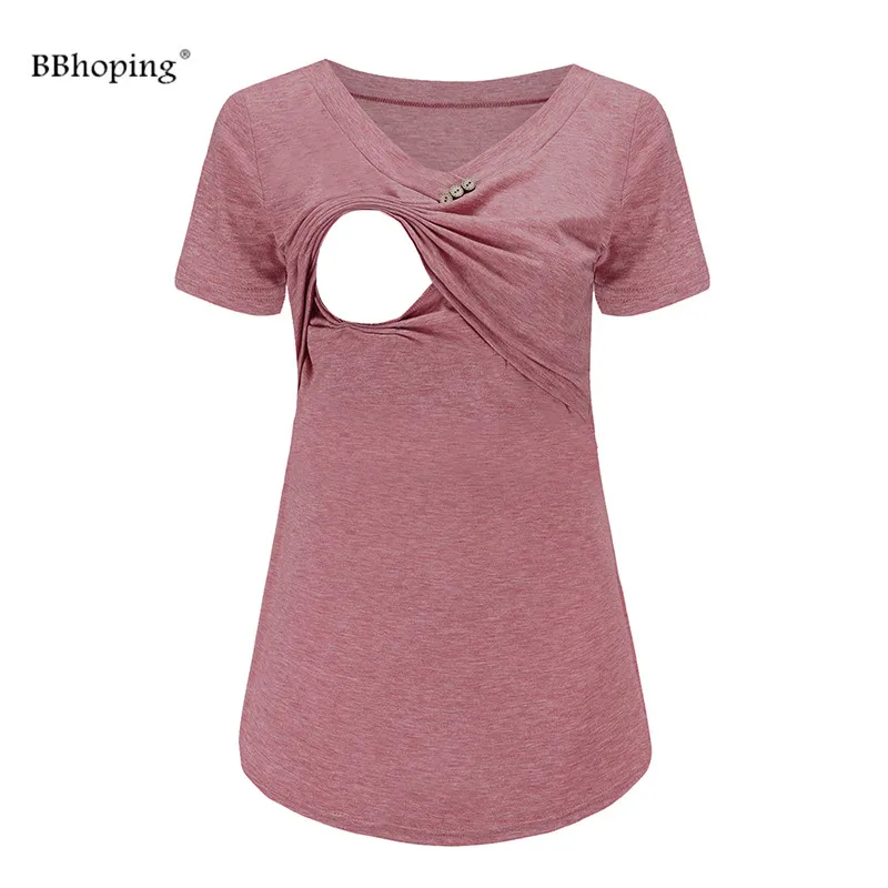 

Топ для беременных на пуговицах, свободный удобный многослойный Топ для кормящих матерей и рубашки для грудного вскармливания, Футболка дл...