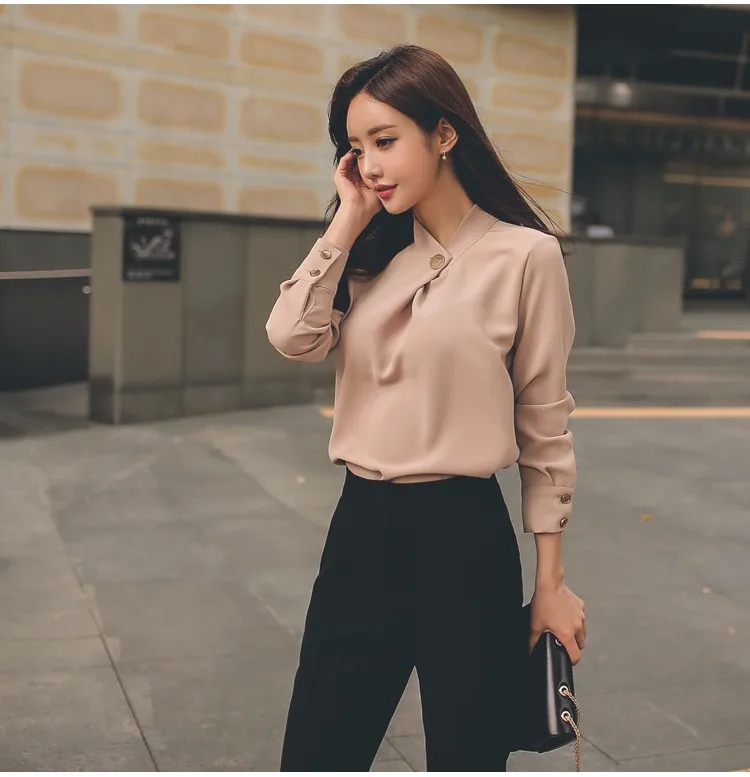 2017 Весна Summer пикантные Женские Crop Top шифон SH or футболка Тонкий черные брюки OL office