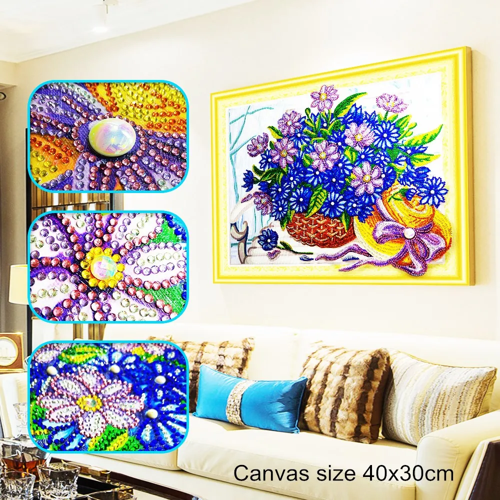 Flower basket Алмазная картина особой формы, Бабочка, павлин, волк, сова, цветок, сделай сам, 5D, частичная дрель, наборы для вышивки крестом, Кристальные стразы, искусство - Цвет: Flower basket
