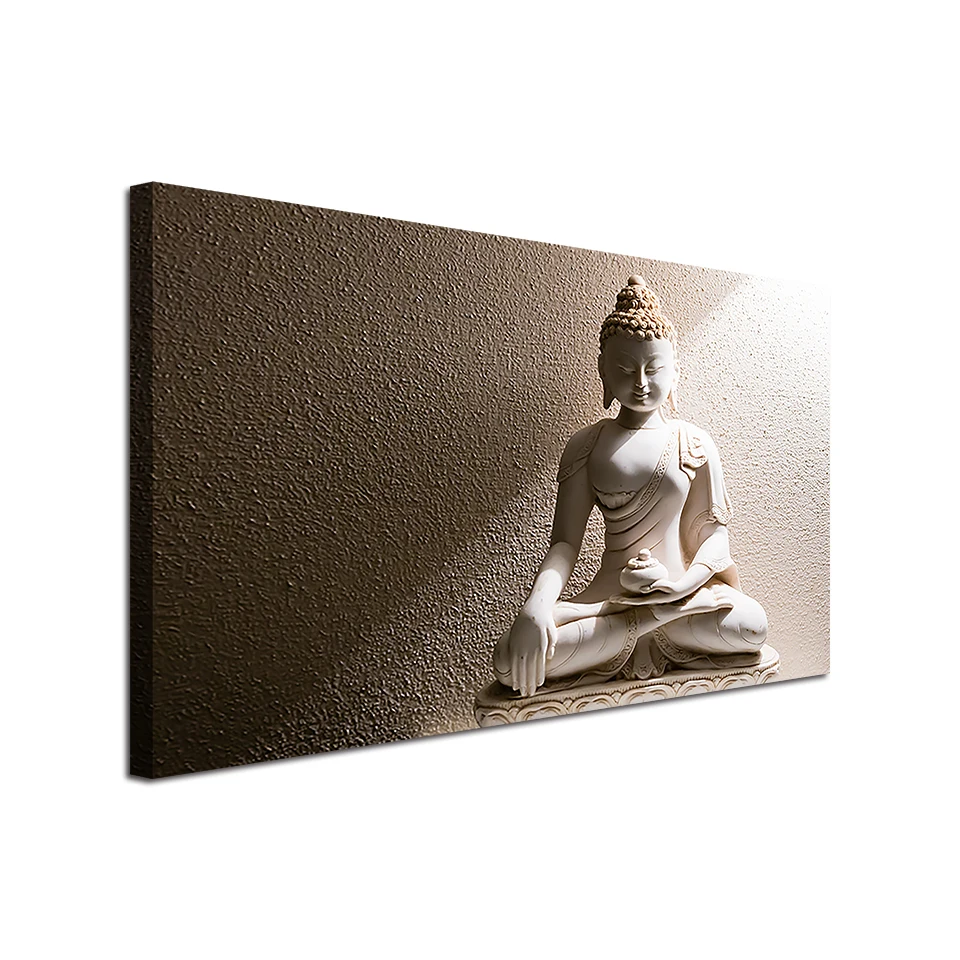 

Embelish 1 Pieces Modern Home Decor Pictures For Living Room White Marble Buddha Wall Art Posters HD Canvas Oil Paintings Framed