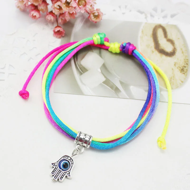 2017 New Thin Multicolor Thread Evil Eye Charms Bracelet String Rope Braided Bangles For Women Men Adjustable Length | Украшения и
