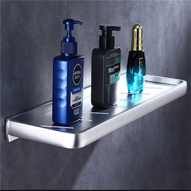 bathroom shelf Аксессуары для ванной комнаты Набор Алюминий Полотенца вешалка, полки для ванной крюк Бумага держатель Полотенца Бар держатель для туалетной щетки набор аксессуаров для ванной - Цвет: bathroom shelf