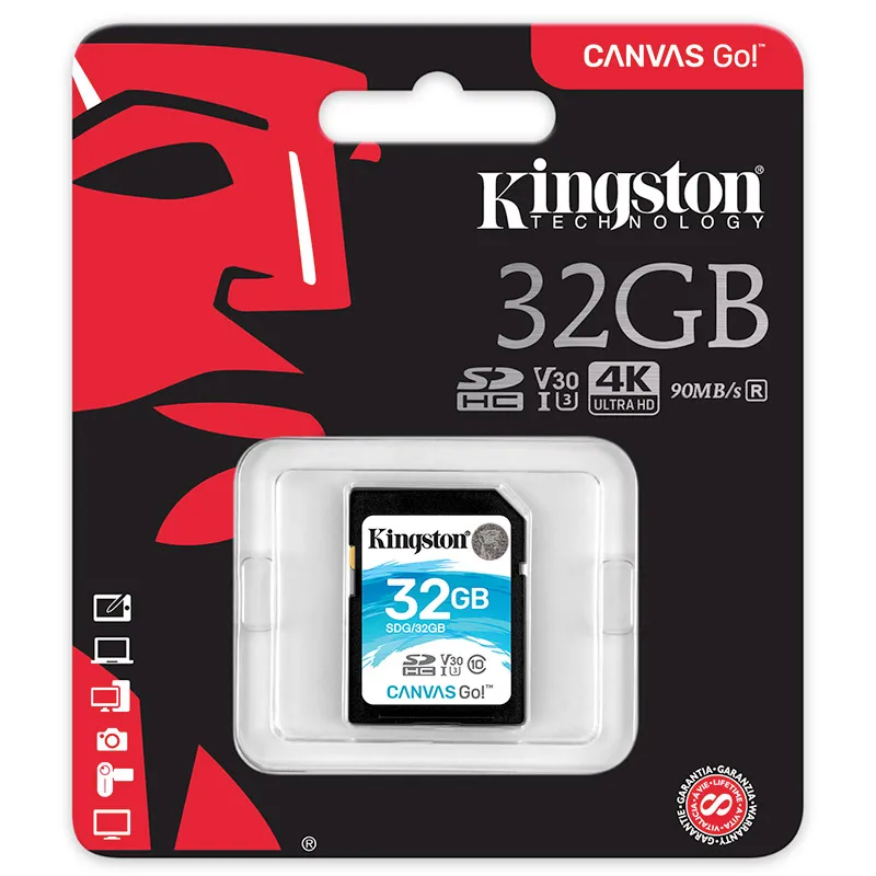 Карта памяти Kingston SD 32 Гб 64 128 ГБ 256 512 SDG SDHC/SDXC Canvas Go HD 4K видеокарты для DSLRs Дронов и
