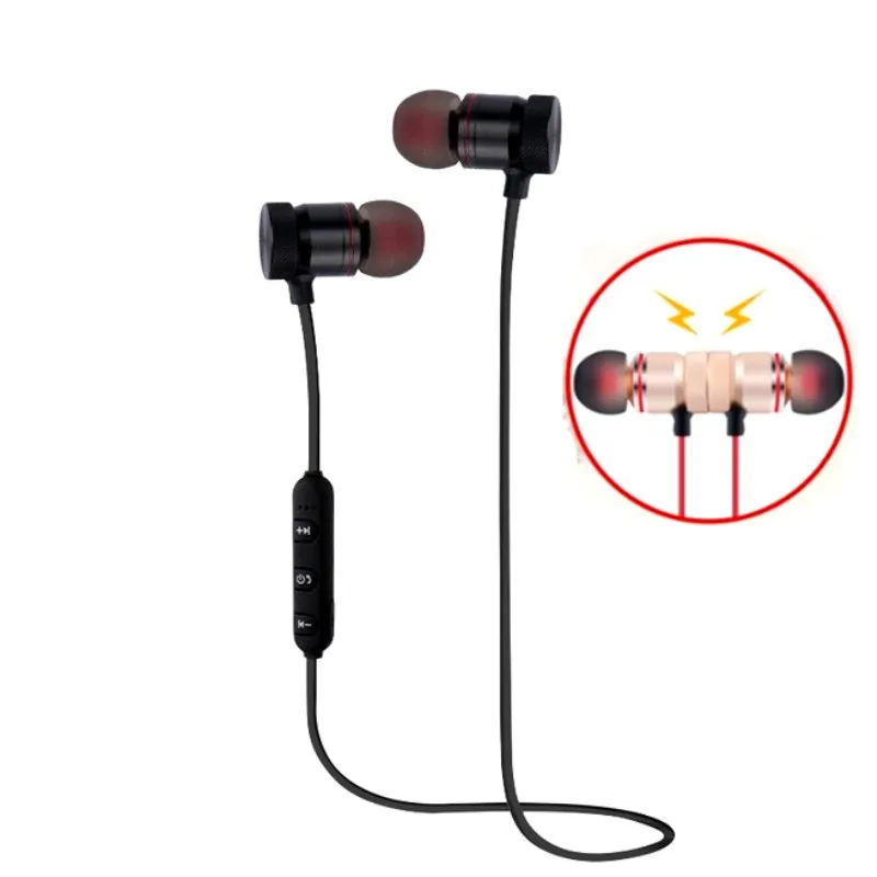 Магнитные беспроводные наушники вкладыши Bluetooth с защитой от пота микрофоном для