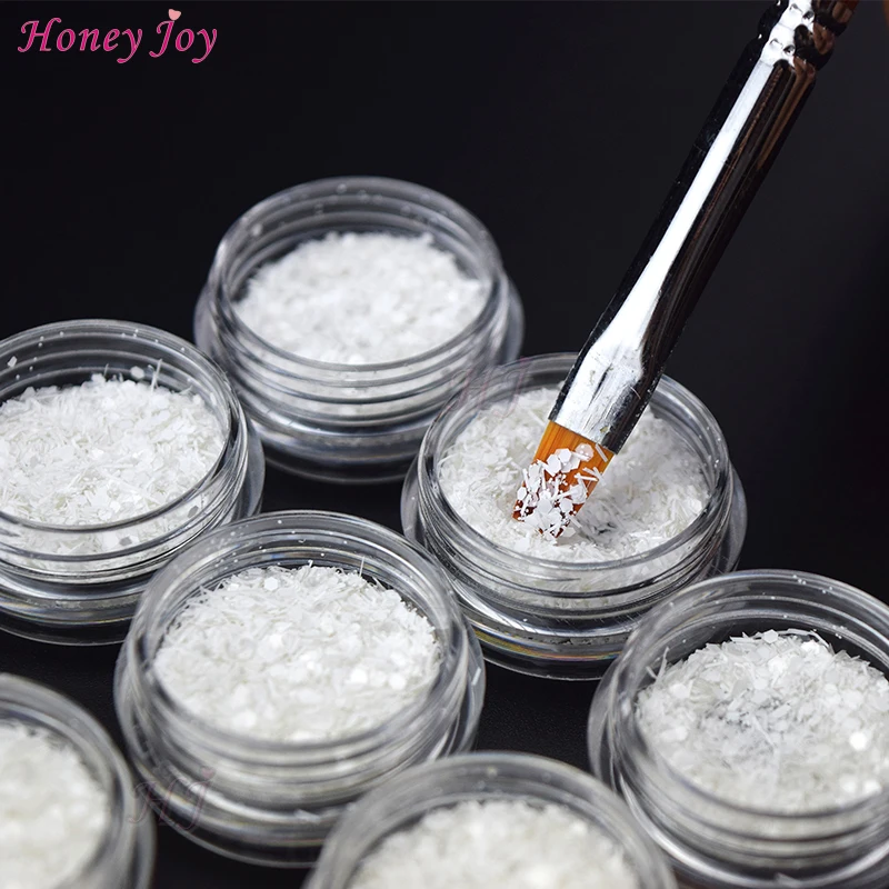 

12 Jars Christmas Snowflake White Edelweiss Nail Glitter Powder Sequin Powder Tips Nail Art X'mas Decoration Gifts Craft Candles