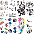 Временная тату-наклейка Universe Circle Star, треугольная, речная, водонепроницаемая, для мужчин и женщин, поддельная, черная, Dragon, татуировка на руку