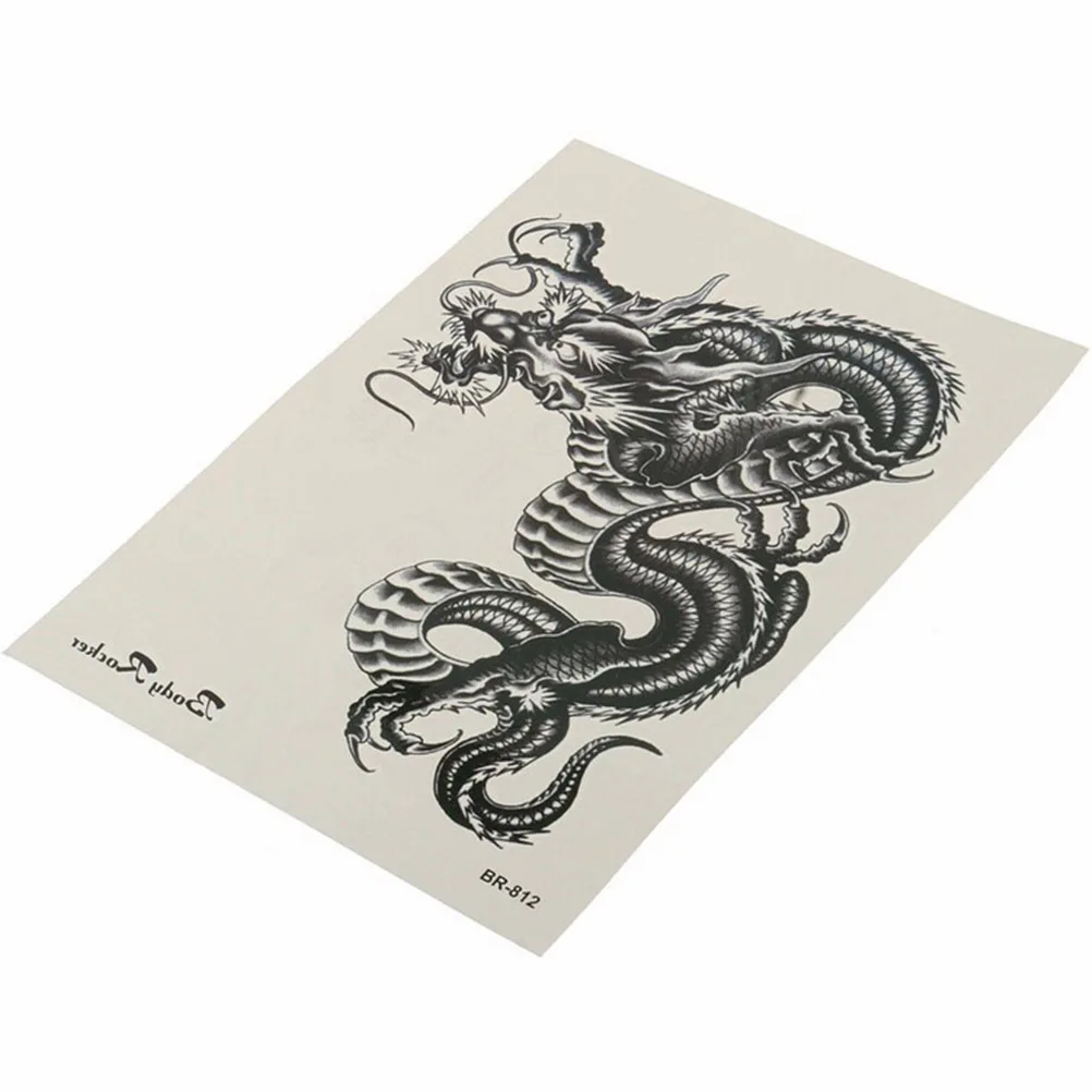

Fashion 3D Black Dragon Removable Waterproof Temporary Tattoo Arm Leg Body Art Sticker Cool Temporary Tattoos