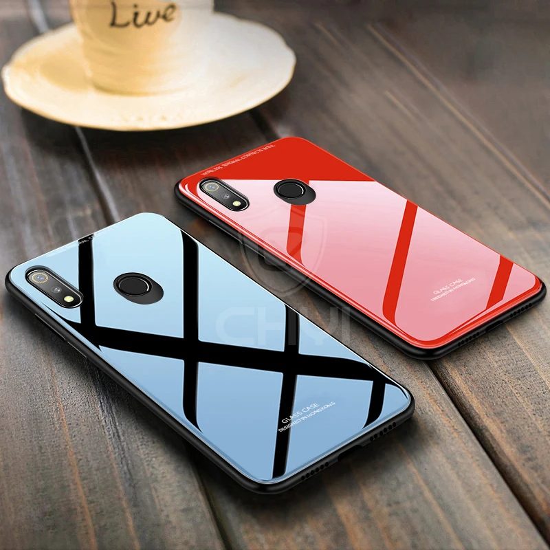 Chyi стеклянный чехол для realme 3 pro Чехол Жесткий Мягкий силиконовый Защитный ковер |