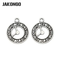 jakongo antique silver plated clock charm pendant for jewelry accessories making bracelet findings diy 21x18mm 15pcslot