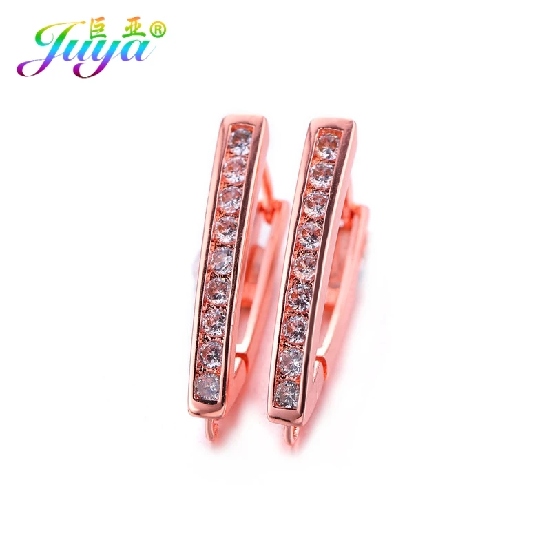 Juya DIY материал для серег золото/серебро циркон вставка для ремня обруч серьги набор рыболовных крючков подходят для женщин Мода серьги изготовление - Цвет: Rose Gold