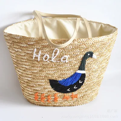 Новая летняя Повседневная Соломенная пляжная сумка с модными принтами животных