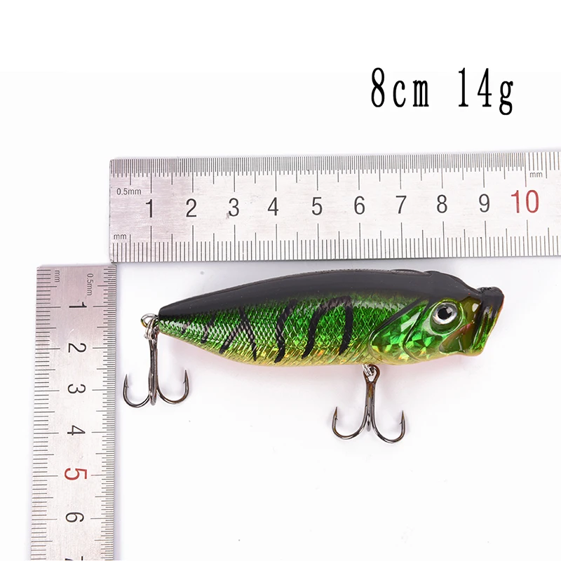 

1Pc New Arrival 8cm/14g Popper Fishing Lures Crankbaits Floating Fishing Tackle Wobblers 3D eyes Plastic Hard Bait