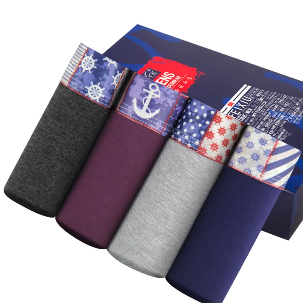 NXY Breathable boxer shorts Comfortable Solid 4 Pack cotton Cuecas Boxer Sexy Mens Underwear cueca | Мужская одежда