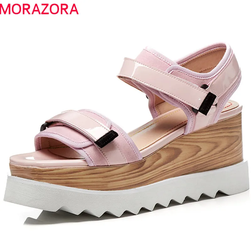 Женские босоножки на платформе MORAZORA черные или розовые однотонные повседневные