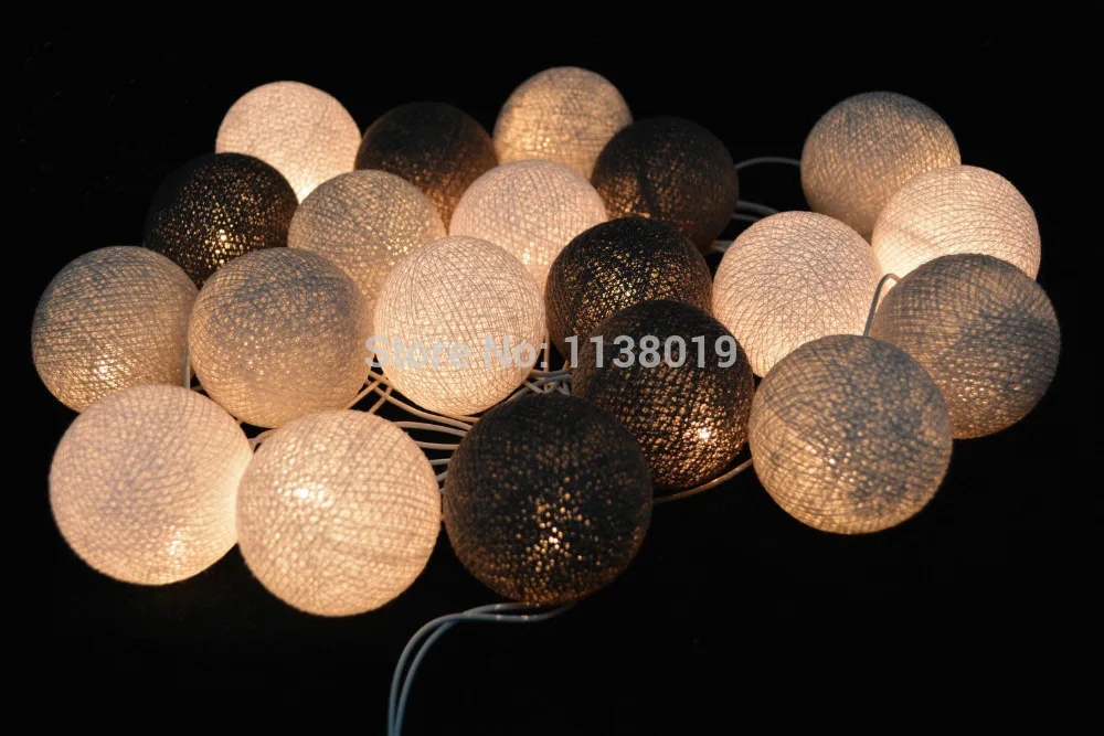 20 шариков/шт. Кремово белый дым серый хлопковый шар гирлянды сказочные огни