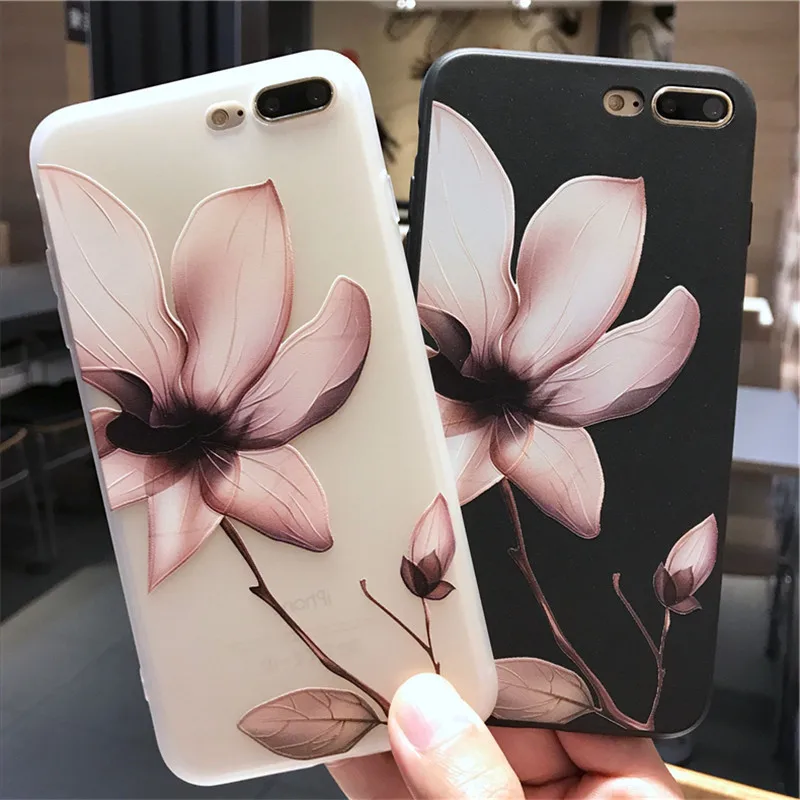 Чехол из ТПУ для iPhone 7 чехлы с матовыми рельефными цветами XR XS Max 6S 6 8 Plus SE мягкие