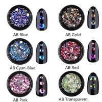 1 box mix colorful acrylic nail art glitter ab rhinestone 3d diy crystal nails decorations charm manicure accessories