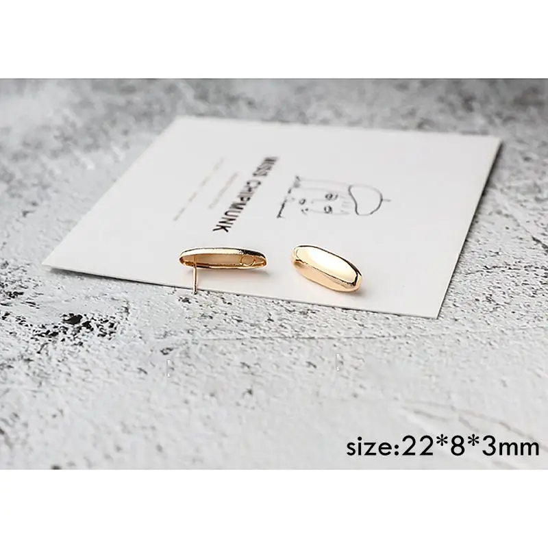 Color-protected copper Stud earring DIY Jewelry accessories handmade material ring square curved oval large geometry 6pcs