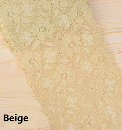 Beige 10 ярдов/партия, 16 см, эластичная кружевная лента для шитья, украшения, платье, рубашка, одежда, ткань - Цвет: Beige