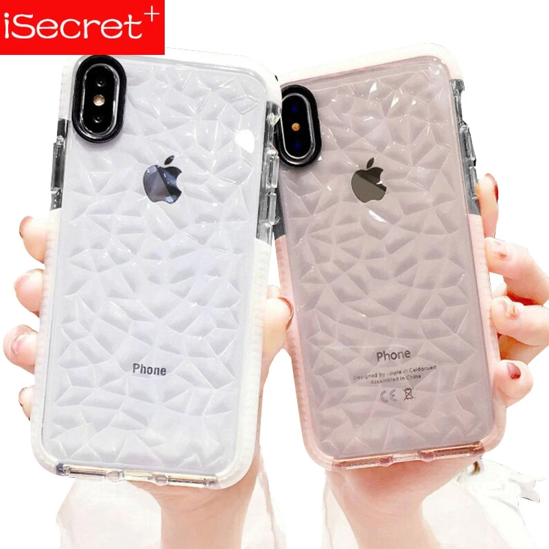 Роскошные геометрические чехлы со стразами для телефонов iPhone X мягкий прозрачный