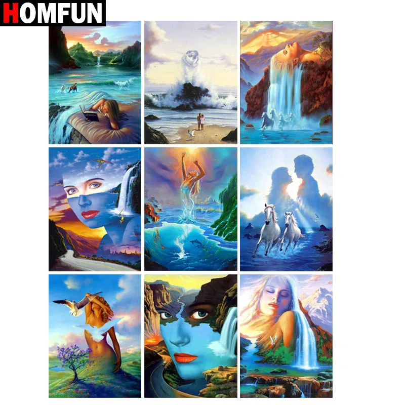 Алмазная 5D картина HOMFUN Красавица Водопад вышивка крестиком из