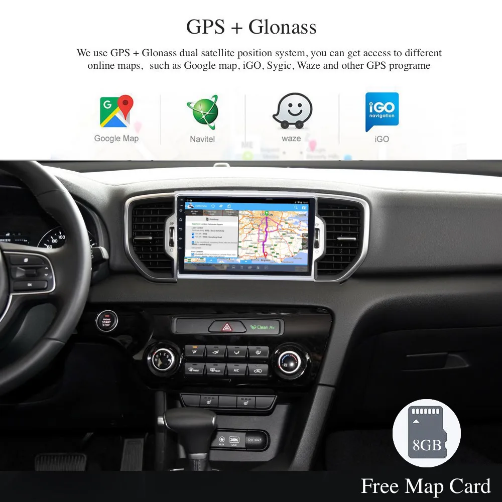 Android 7,1 автомобильный DVD для KIA Sportage с радио gps навигацией автомобильный стерео Мультимедийный Плеер четырехъядерный 16G 1 din 9 дюймов