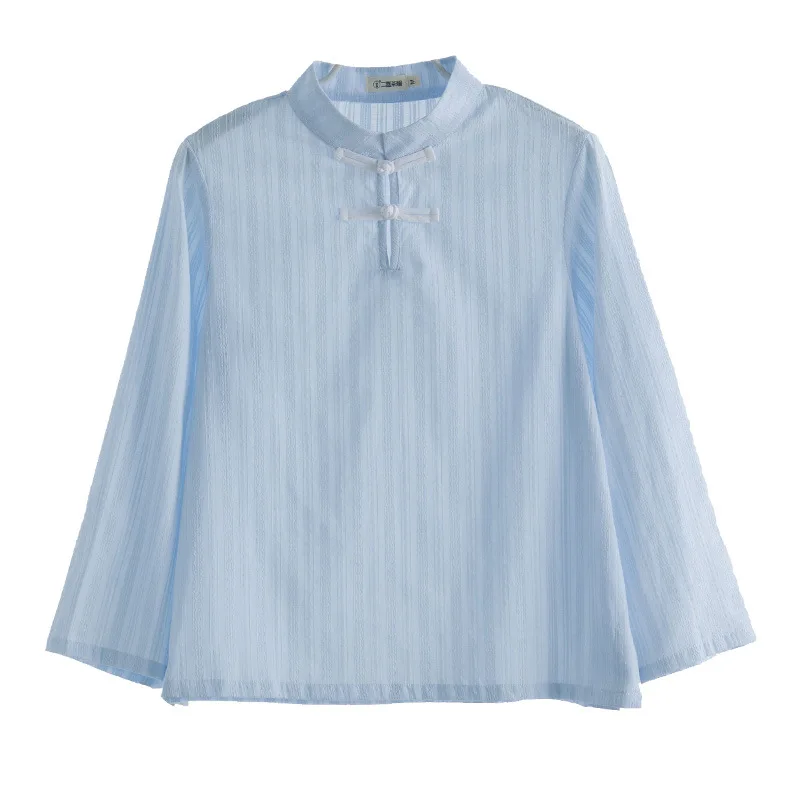 Tea Cheongsam Costume Jacket Female New Cotton Linen Plate Button Chinese Clothing Zen Service | Тематическая одежда и