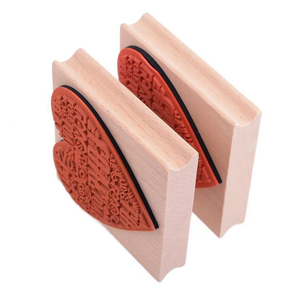 New Heart Shape Blocks Toys Wooden Rubber Craved Printing Stamp Wood DIY Fashion Craft School Scrapbooking Drawing Tools 1 pcs | Игрушки и