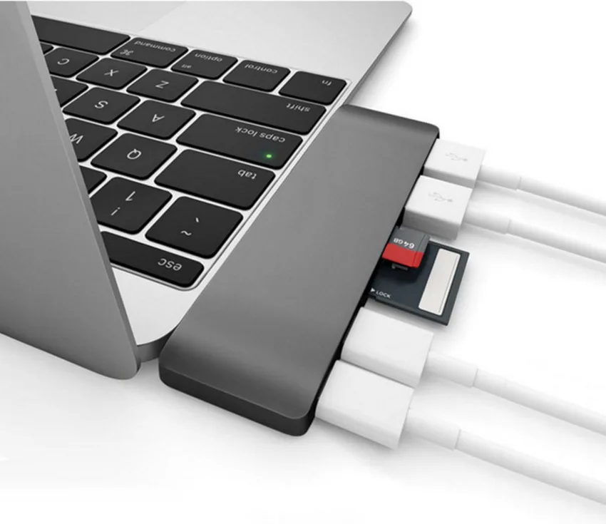 Для Apple MacBook Pro Dual Type C usb 3 0 Hub 6 в 1 Multi hub to Thunderbolt PD Быстрая зарядка USB TF SD