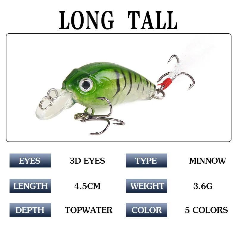 45mm 4.1g Crankbait Fishing Lure Artificial Hard CrankBait Bass Fishing wobbler Japan Topwater Minnow Fish Lures