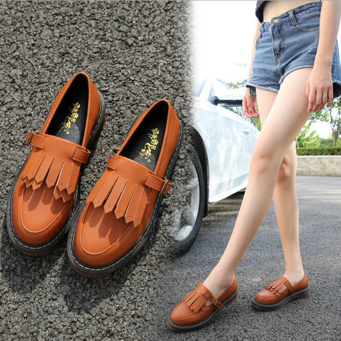 Туфли оксфорды с кисточками большие размеры 34 43 Женская обувь перфорацией типа