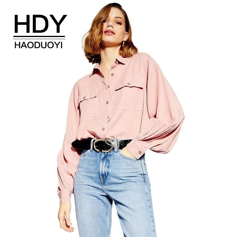Летняя Блузка HDY Haoduoyi Клетчатая блузка розового цвета с длинным рукавом|Блузки| |