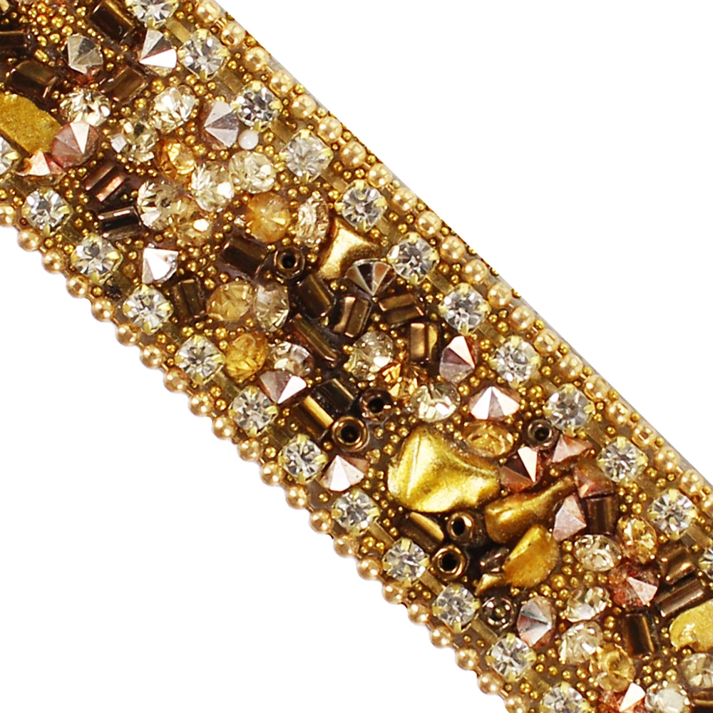 10yards Brown Gold Hot fix Rhinestones Trim Chain Crystal Iron on Applique Trimming for Collars Sewing Accessories T2762 | Дом и сад