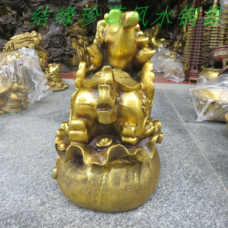 2022 Good LUCK HOME House Shop hall lobby thriving business money ZHAO CAI JIN BAO talisman GOLD PI XIU dragon brass statue | Дом и сад