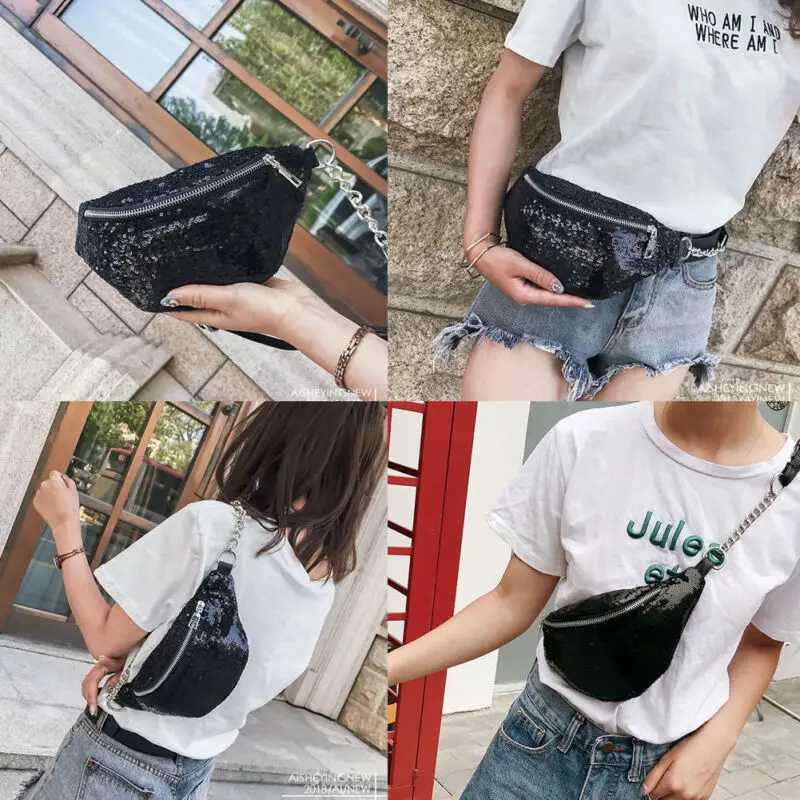 

holographic fanny pack Laser Waist Leather Belt Waterproof Bag Phone Thighbags