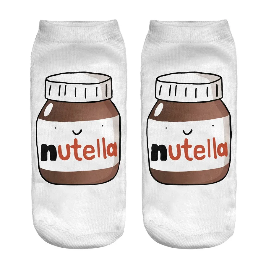 Nutella Pizza Buger, принт, повседневный стиль, тип принта, 3D носки, мужские, женские носки, женские короткие носки