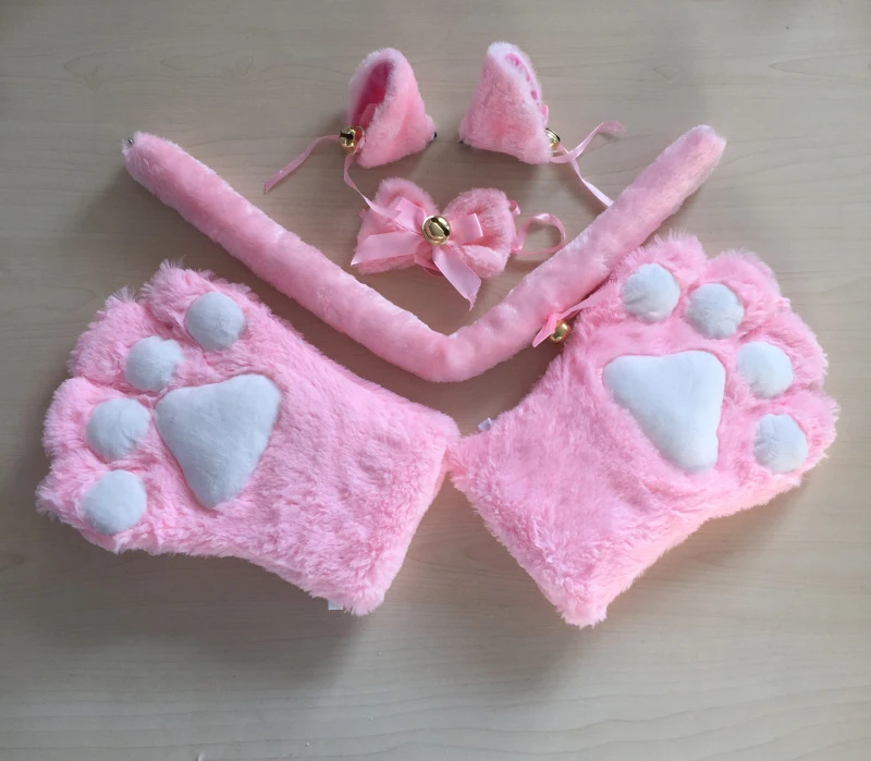 Новый аниме косплей костюм Ahri кошачьи ушки плюшевая лапа перчатки хвост